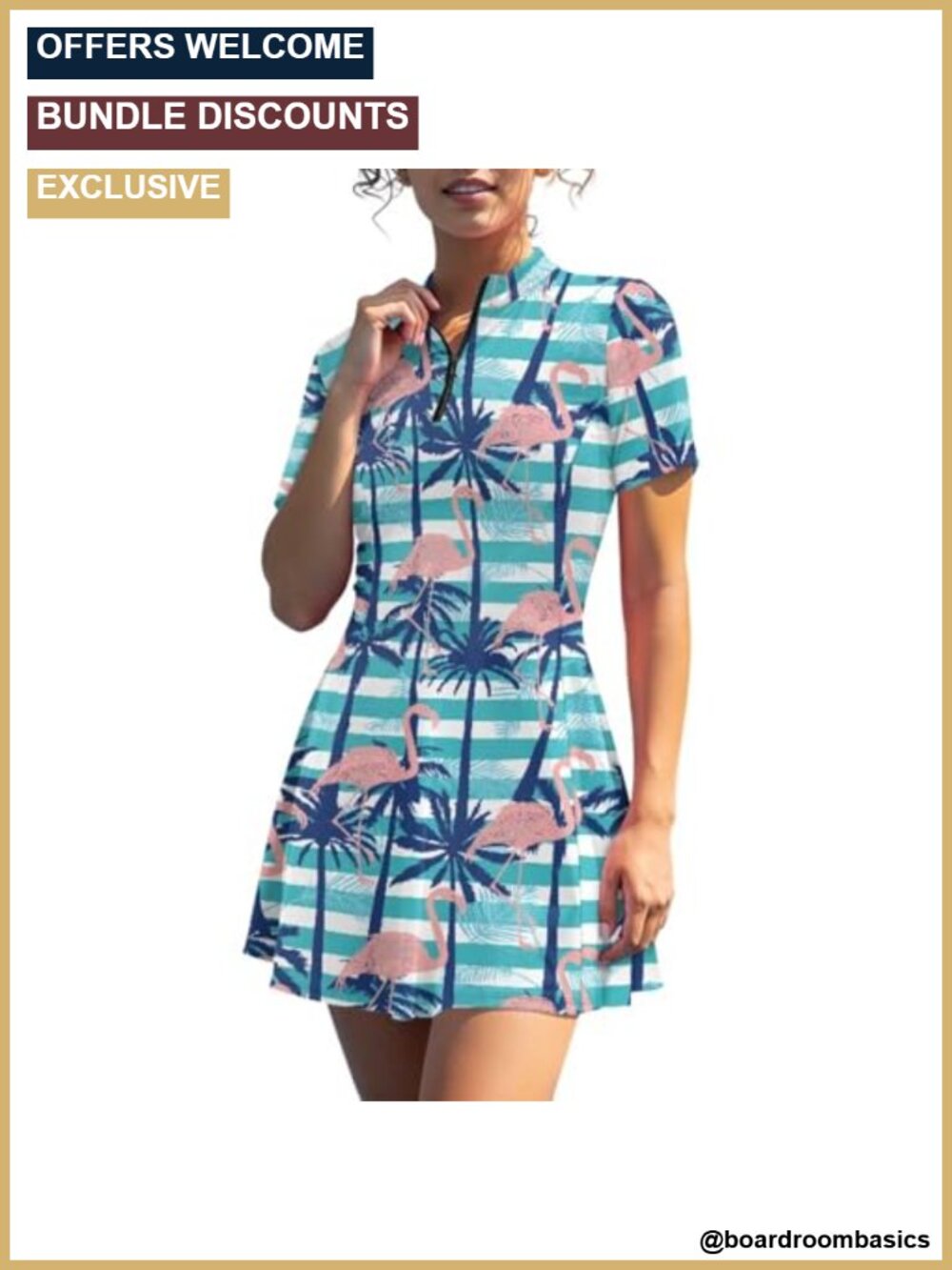 Women's Short Sleeve Golf Tennis Dress with Inner Shorts Pockets Half Zip